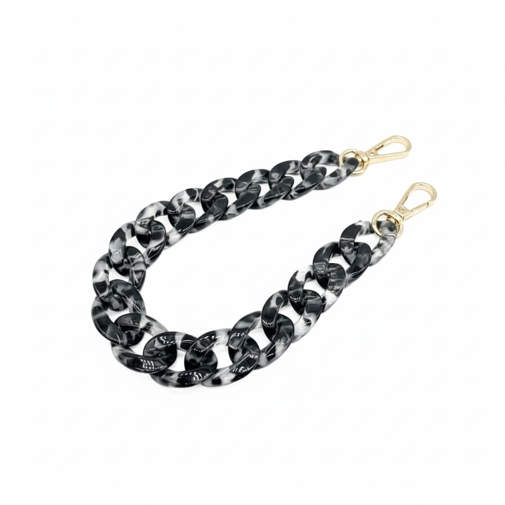 Acrylic Bag Chain- Gray & Transparent- 60 cm - Sara Crochet