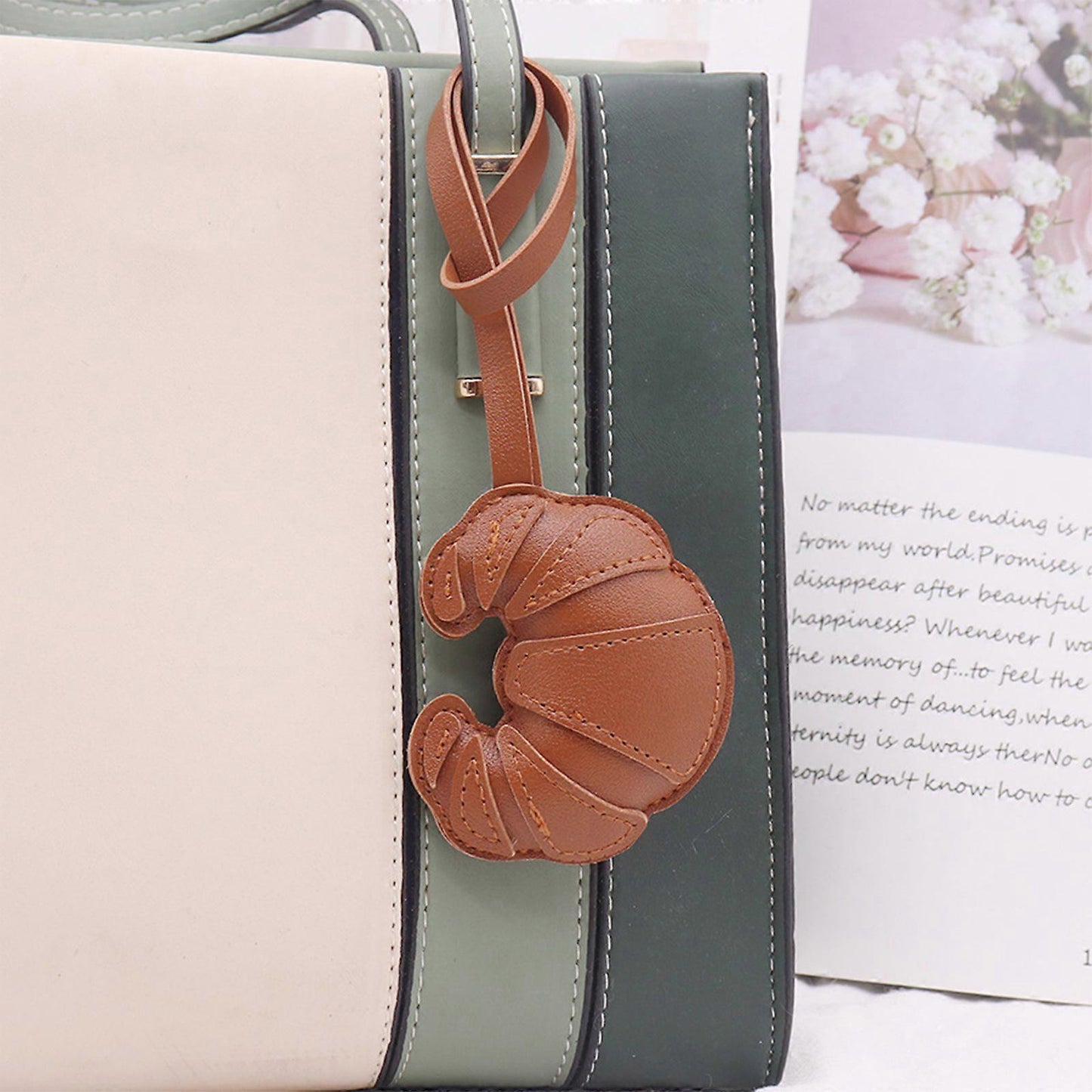 Croissant Bag Charm - Black/White
