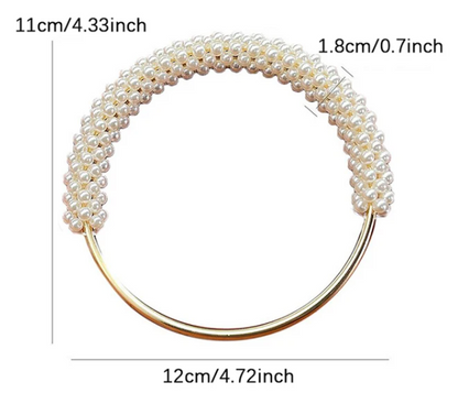 1 Pair Round Gold Handle with White Pearl- 11 CM