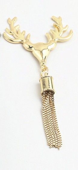 Deer Head & Tassel Buckles Gold