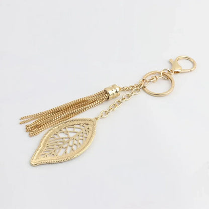 Keychain 2 in 1 leaf and stripes  Gold