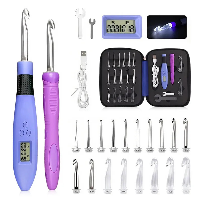 Crochet Hook Set With Digital Stitch Counter
