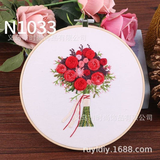 Flowers Pattern Embroidery Set - 1033