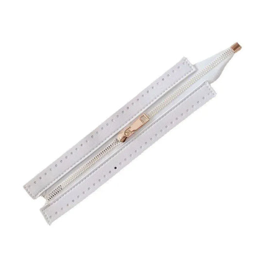 White Leather Zipper-24 CM