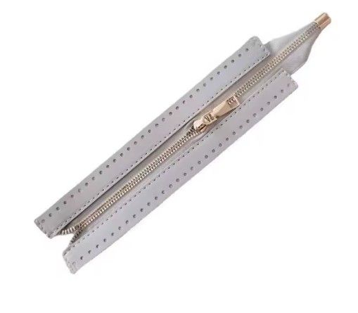 Gray Leather Zipper- 24 CM