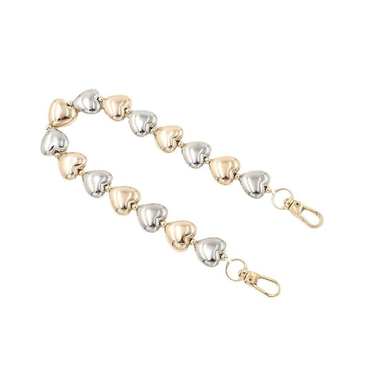Heart metal Chain Silver & Gold- 32 CM
