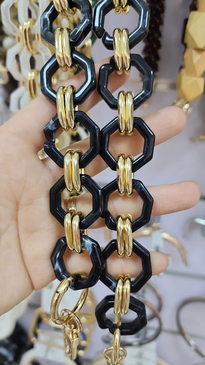 Acrylic ring  Chain Handle Black- 60 cm