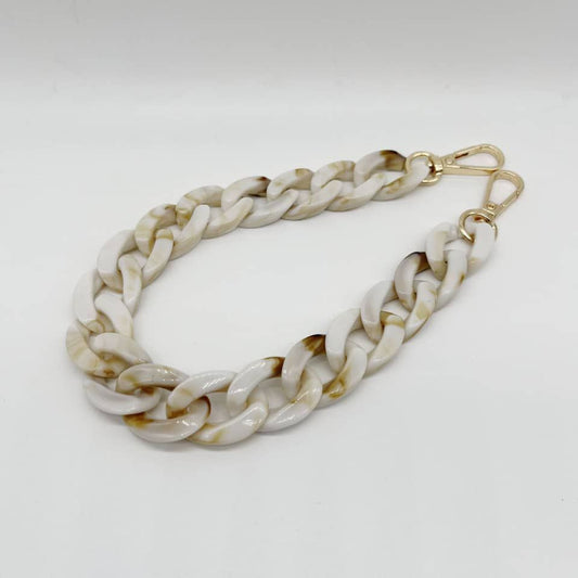 Acrylic Resin Handbag Chain off white and brown 20- 37 cm