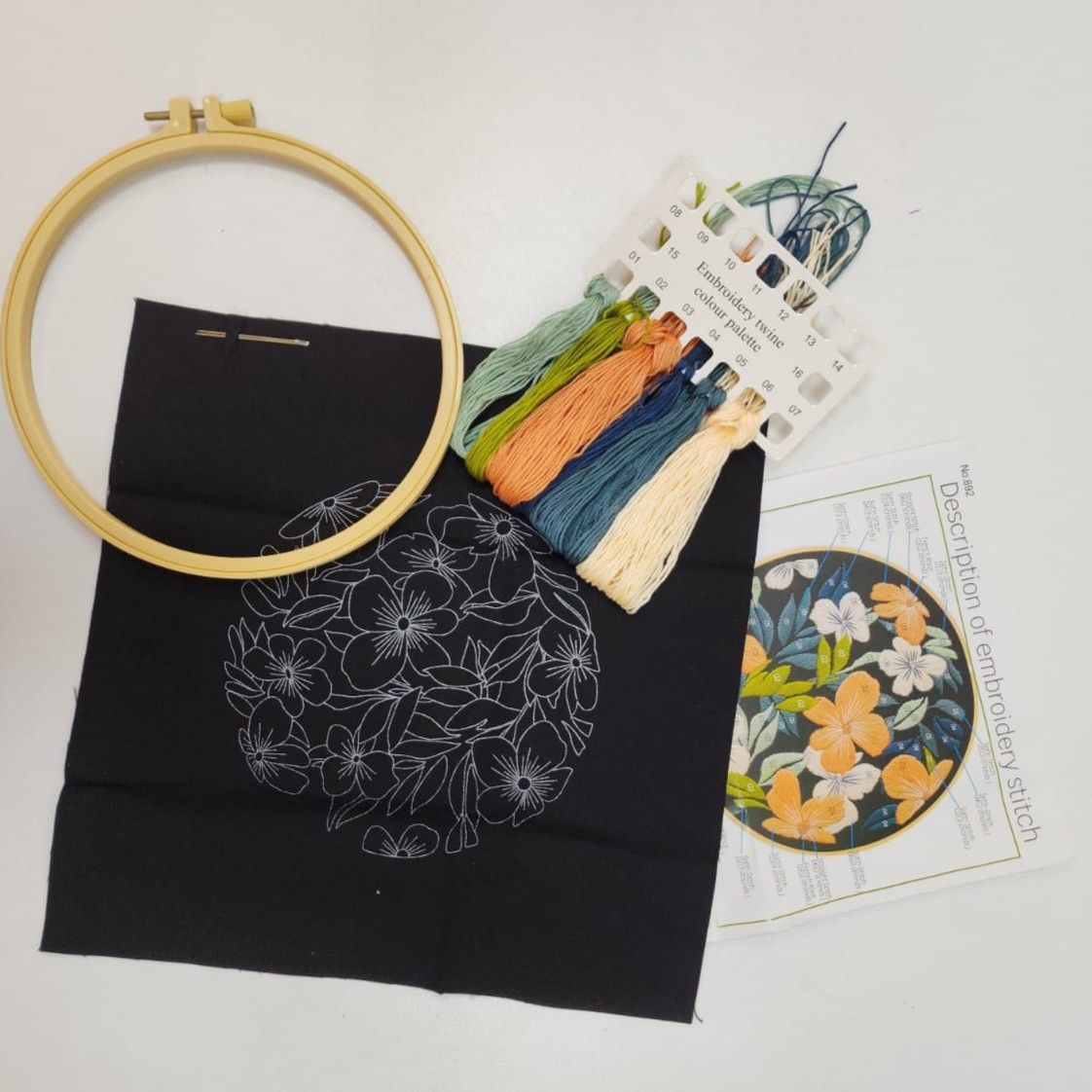 Flowers Painting Embroidery Sewing Kit - 892