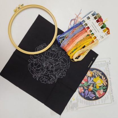Flowers Painting Embroidery Sewing Kit - 896