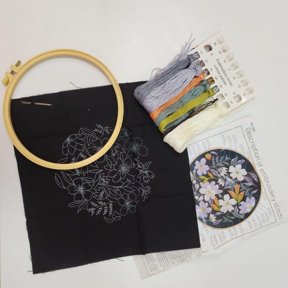 Flowers Painting Embroidery Sewing Kit - 895