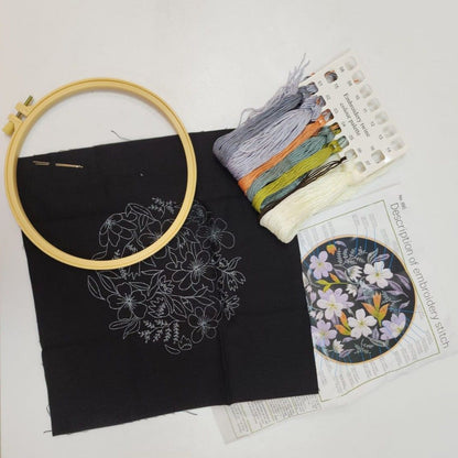 Flowers Painting Embroidery Sewing Kit - 895