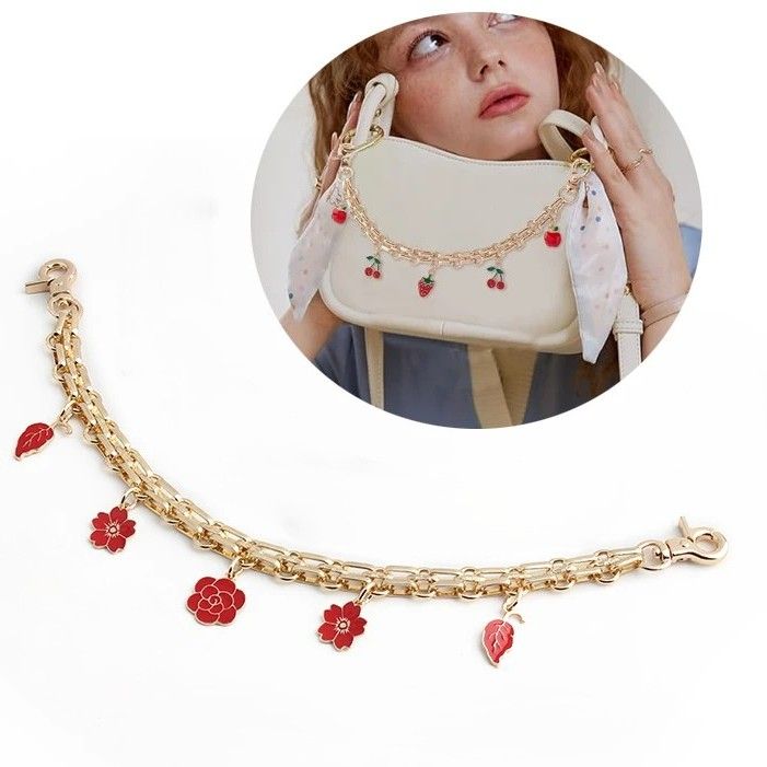 Purse accessory Red Flower- 32.5 cm