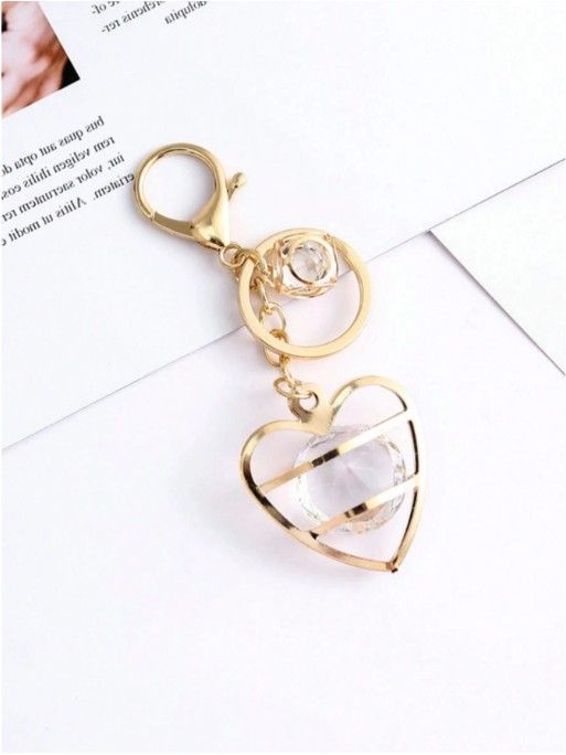 Keychain heart shape with diamond