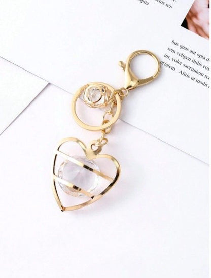 Keychain heart shape with diamond