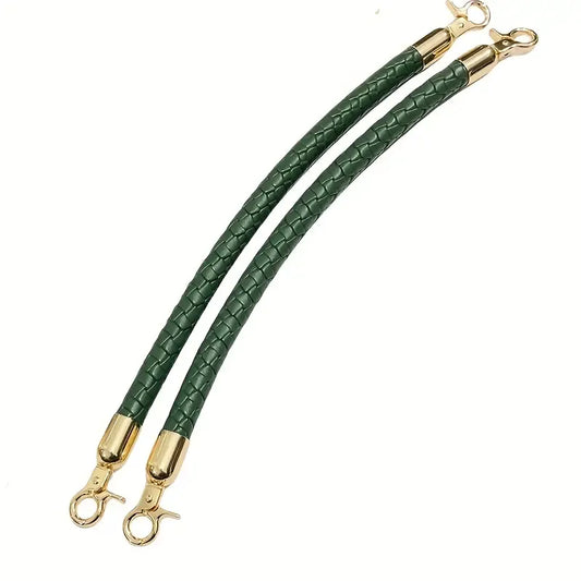 One Braided Leather Shoulder Straps Green- 30 cm