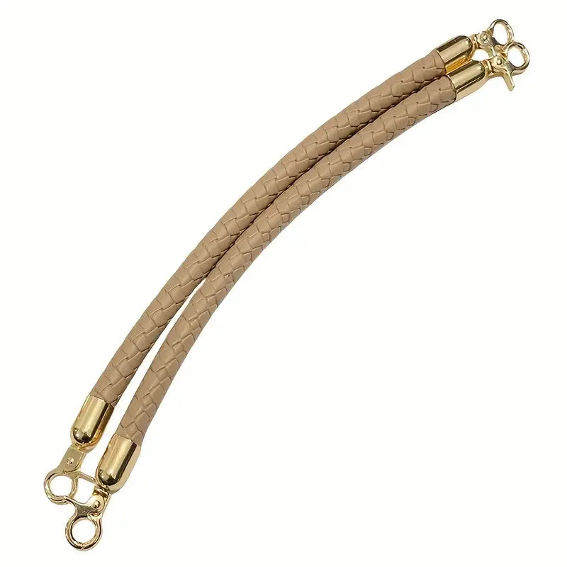 One Braided Leather Shoulder Straps Beige- 30 cm
