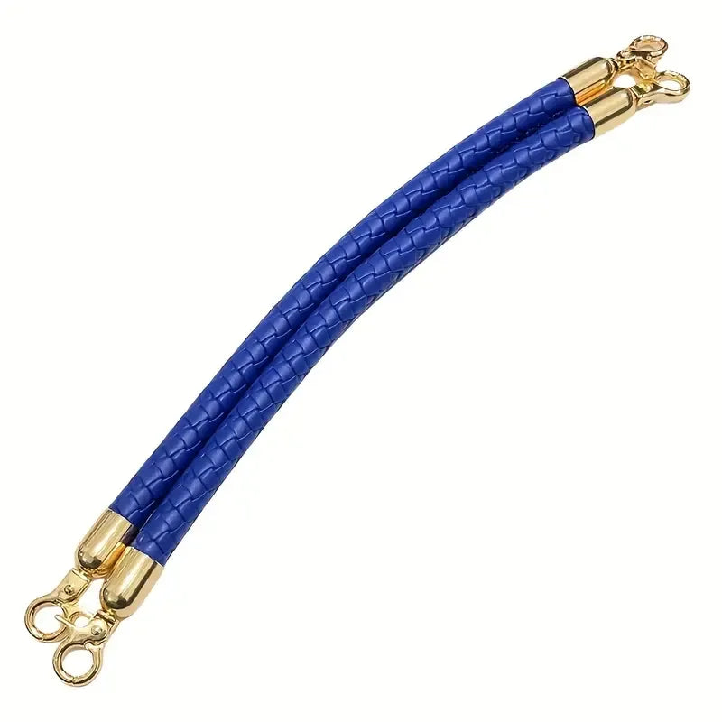 One Braided Leather Shoulder Straps Blue- 30 cm