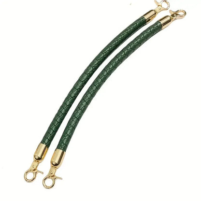 One Braided Leather Shoulder Straps Green- 60 cm