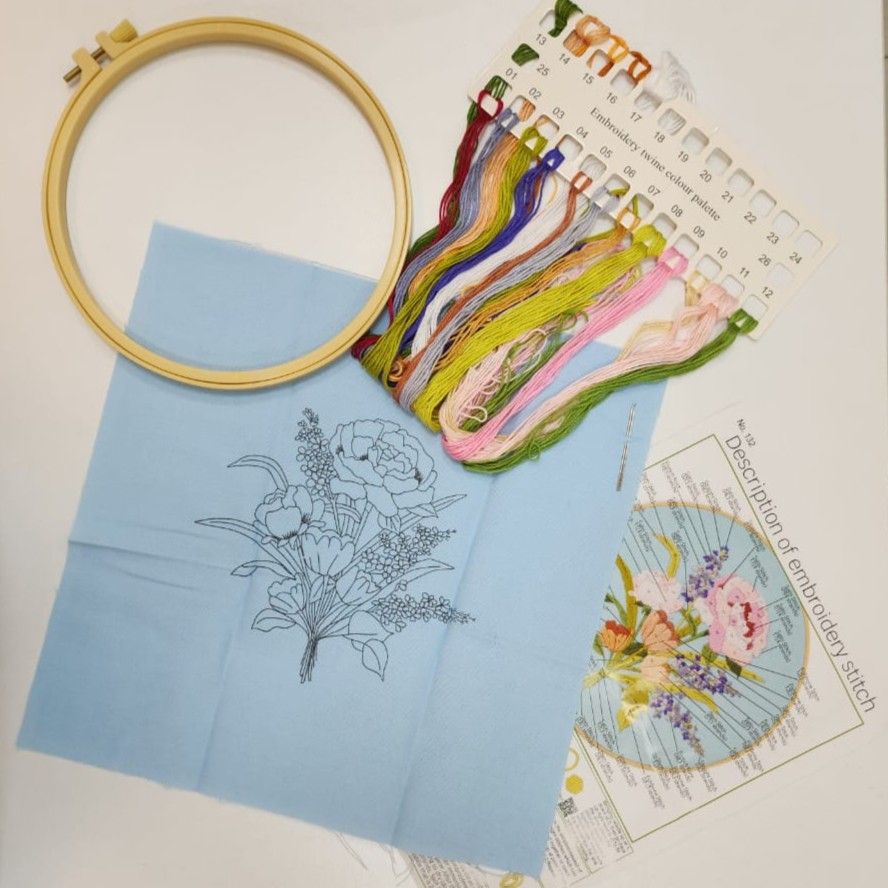 Flowers Pattern Embroidery Set- 132