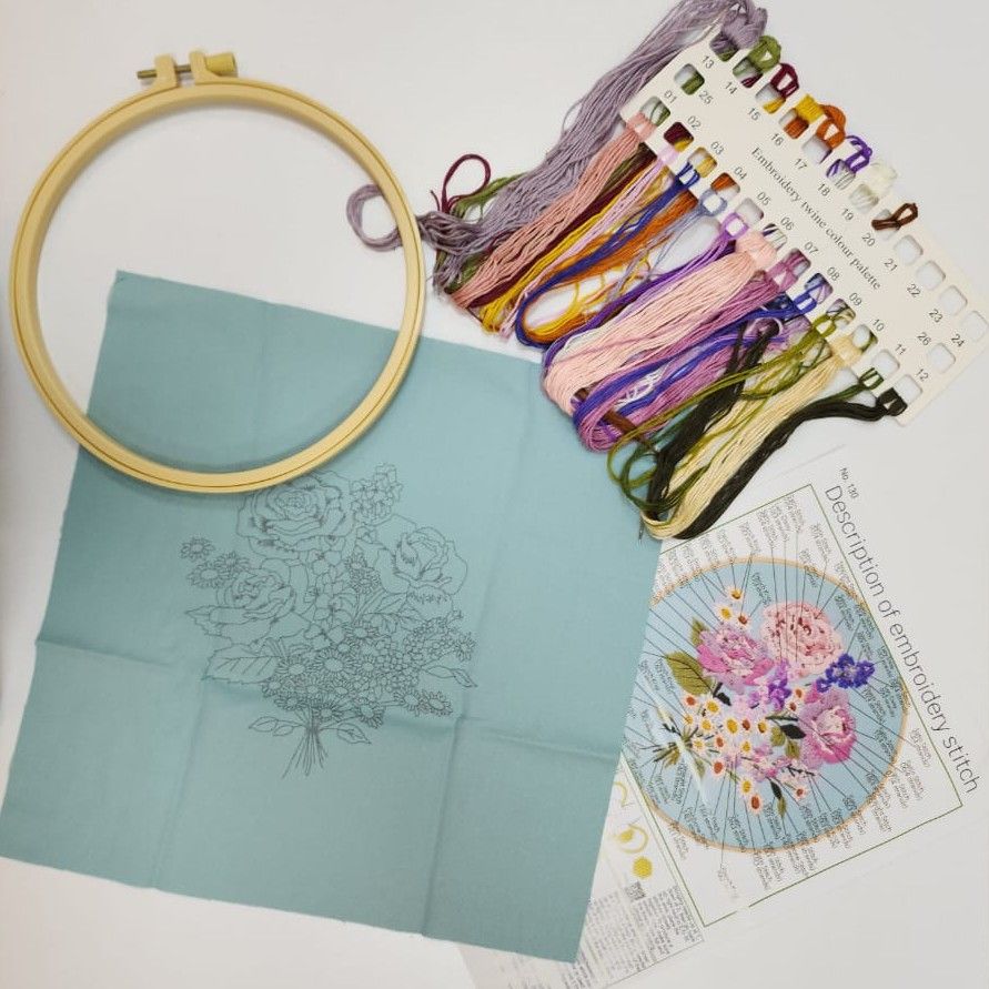 Flowers Pattern Embroidery Set- 130