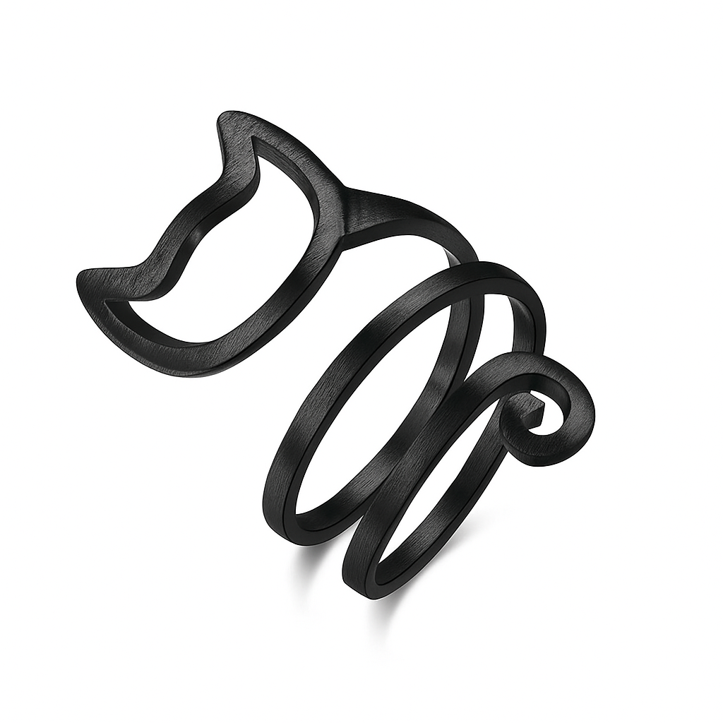 Knitting Ring - Black Cat