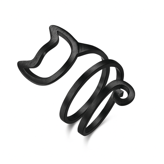 Knitting Ring - Black Cat