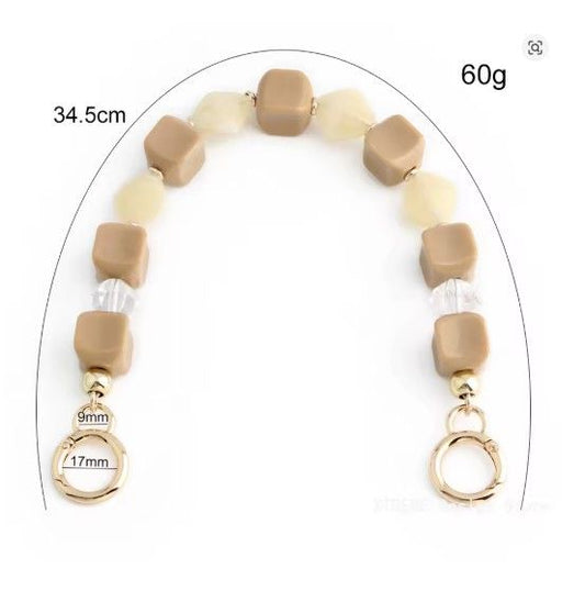 Stone Square and circle Acrylic Chain beige-35 cm