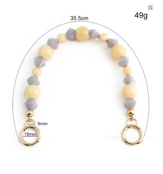 Stone Shape Acrylic Chain light grey and beige-35 cm
