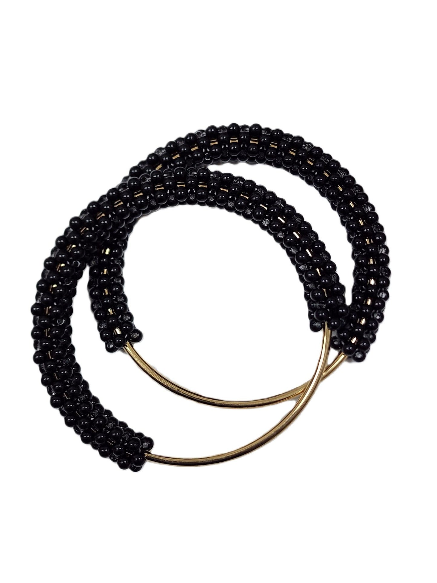 1 Pair Round Gold Handle with  Black Pearl- 11 CM