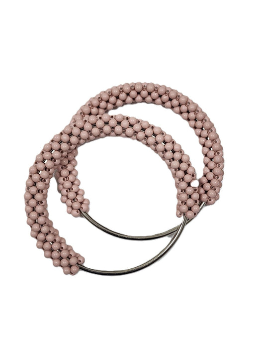 1 Pair Round silver Handle With pink  Pearl- 11 CM