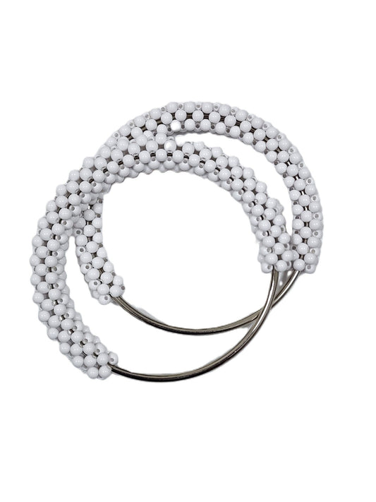 1 Pair Round Silver Handle with white Pearl silver - 11 CM