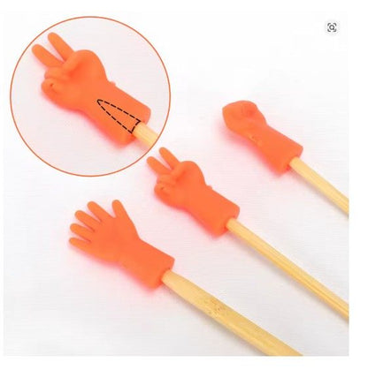 6Pcs Knitting Needles Point Protectors Rock Paper Scissors-Orange