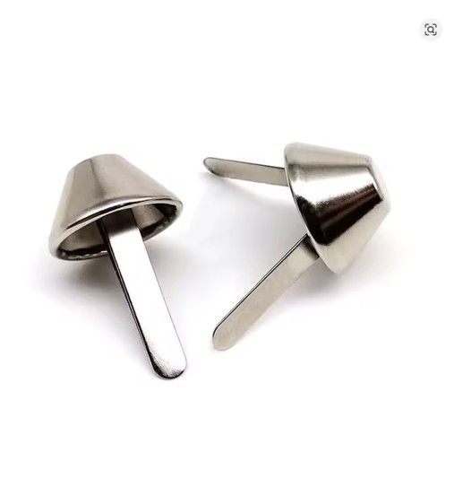 10 Piece Metal Two-legged Button Silver- 8 mm