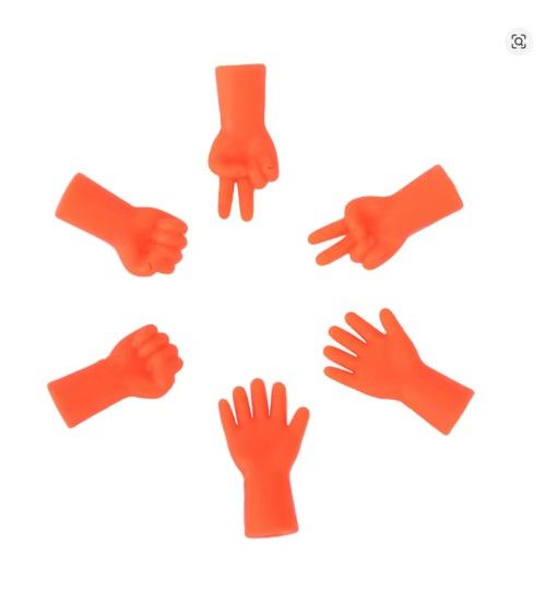 6Pcs Knitting Needles Point Protectors Rock Paper Scissors-Orange