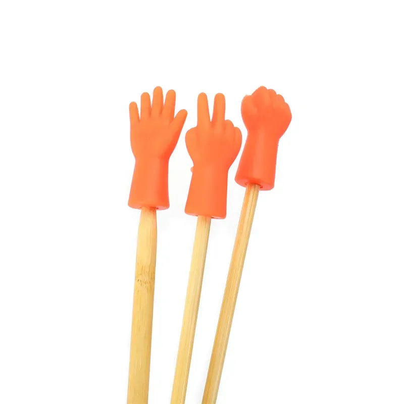 6Pcs Knitting Needles Point Protectors Rock Paper Scissors-Pink