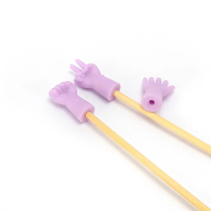 6Pcs Knitting Needles Point Protectors Rock Paper Scissors-Violet