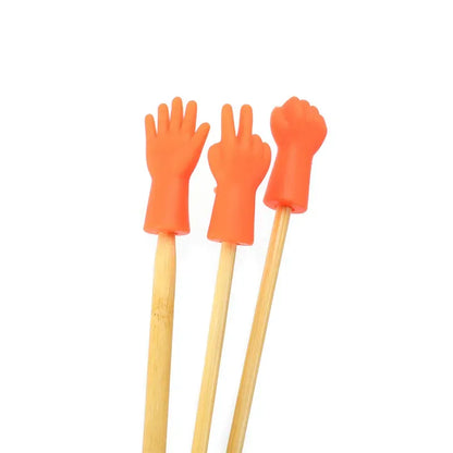 6Pcs Knitting Needles Point Protectors Rock Paper Scissors-Orange