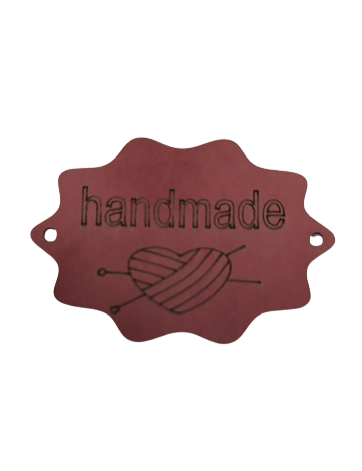 Leather tag handmade - Red Brown