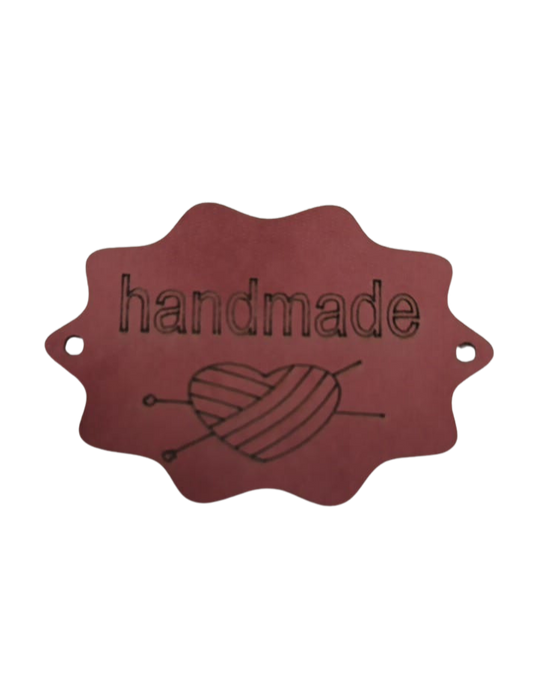 Leather tag handmade - Red Brown