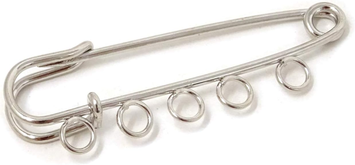 Silver Safety Pin w Loop - 8cm