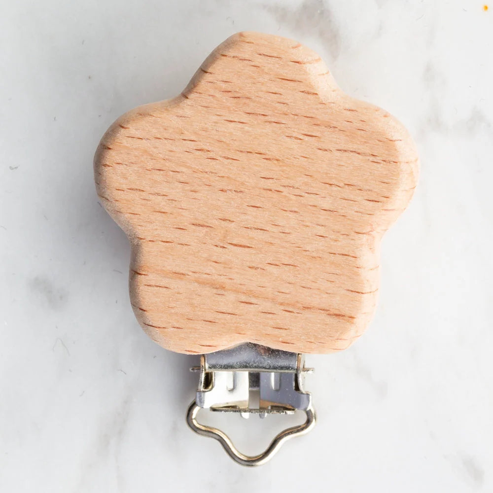 Daisy Shaped Wooden Pacifier Clip