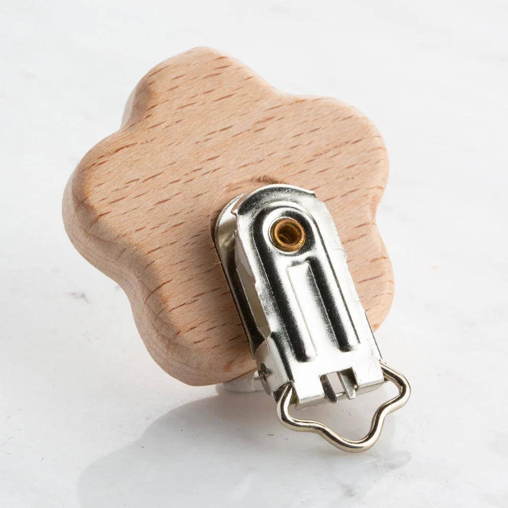 Daisy Shaped Wooden Pacifier Clip
