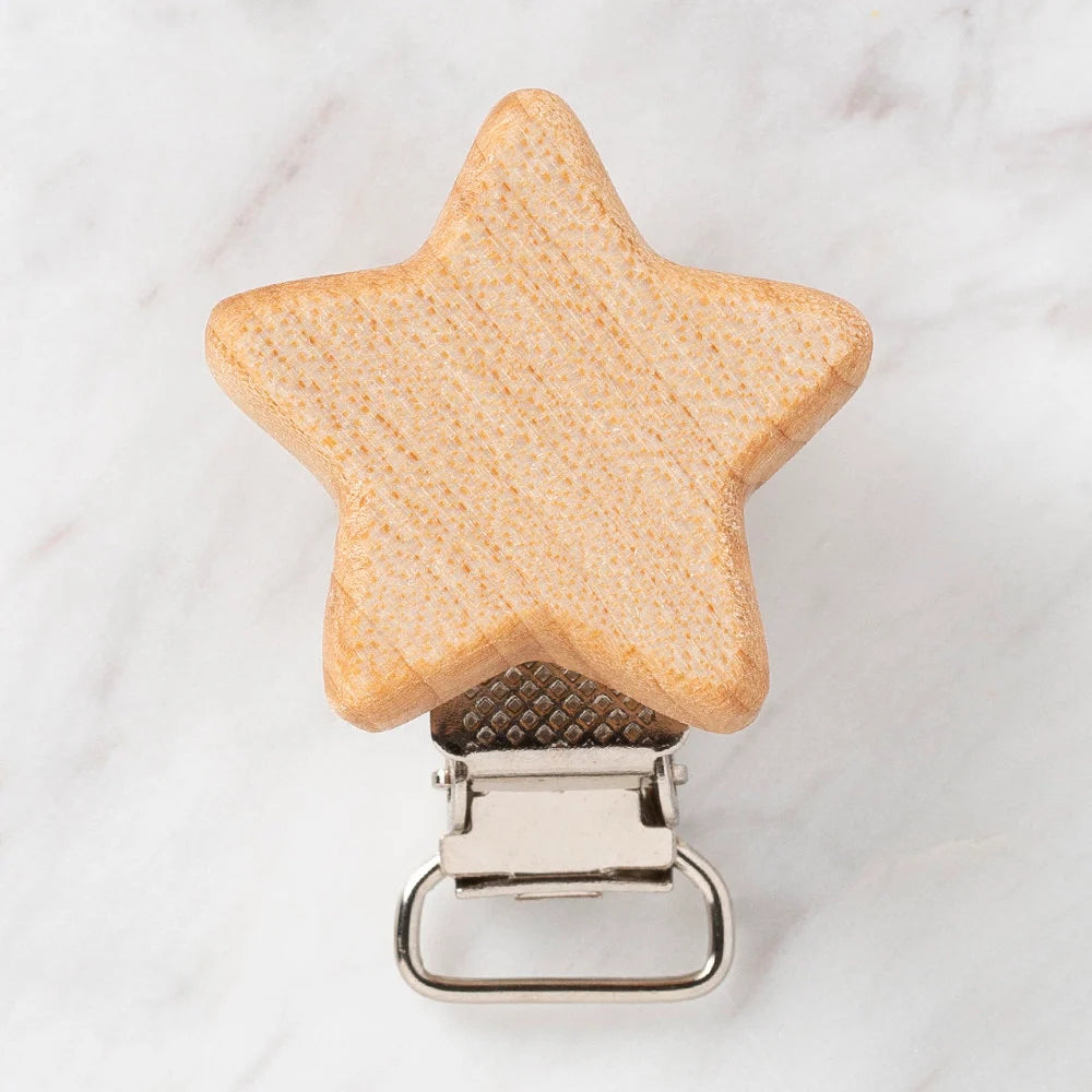Star Shaped Wooden Pacifier Clip
