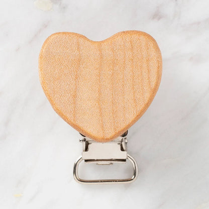 Heart Shaped Wooden Pacifier Clip
