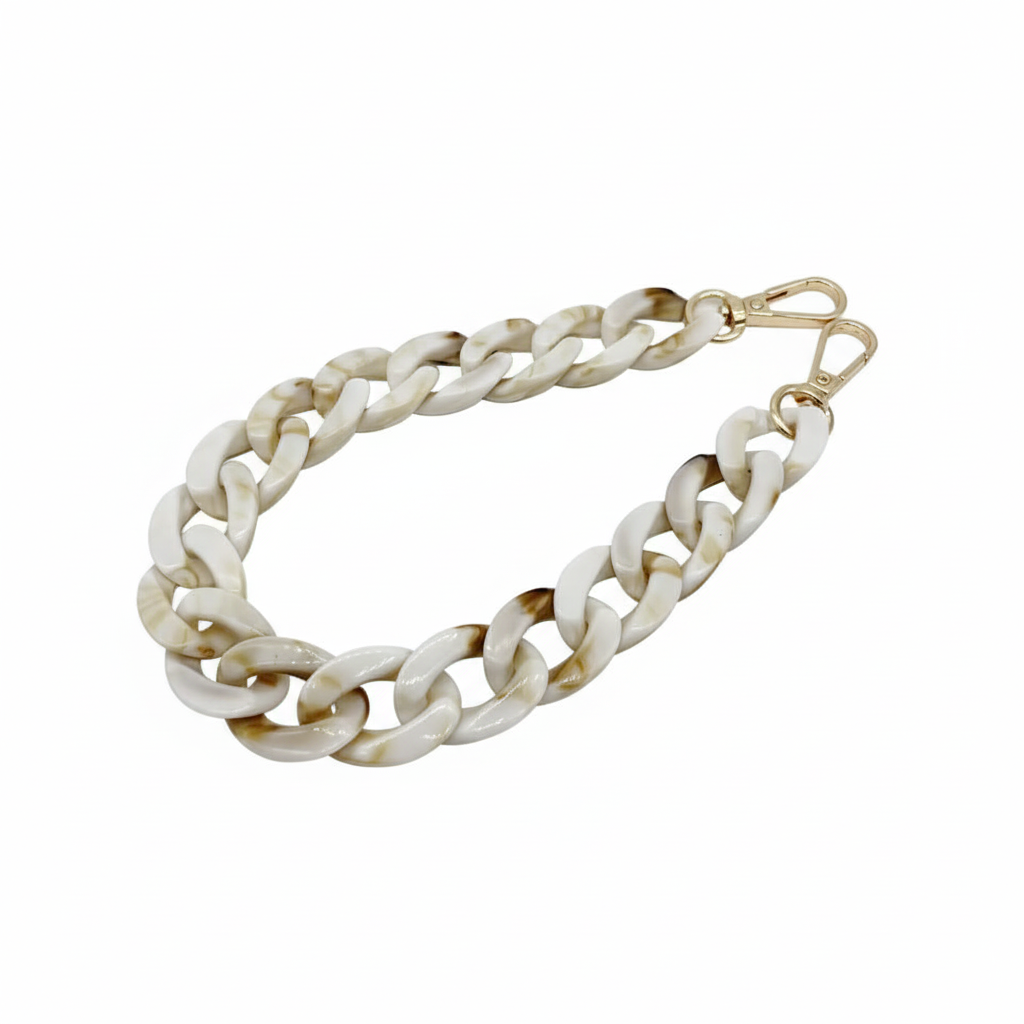 Acrylic Bag Chain- Beige & Cream - 37 cm - Sara Crochet