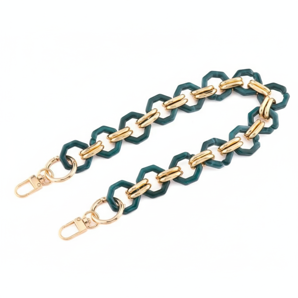 Vintage Octagon Acrylic Chain- Green - Sara Crochet