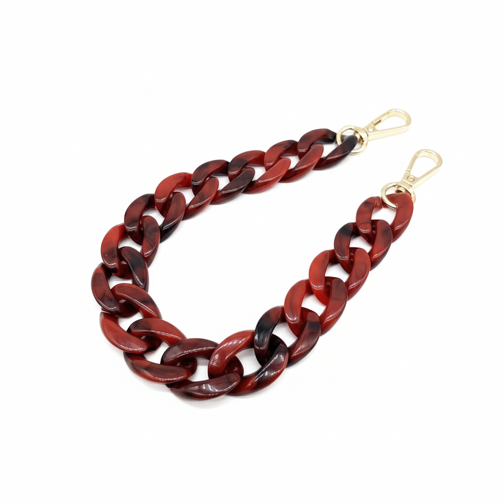 Acrylic Bag Chain- Burgandy & Black - 37 cm - Sara Crochet