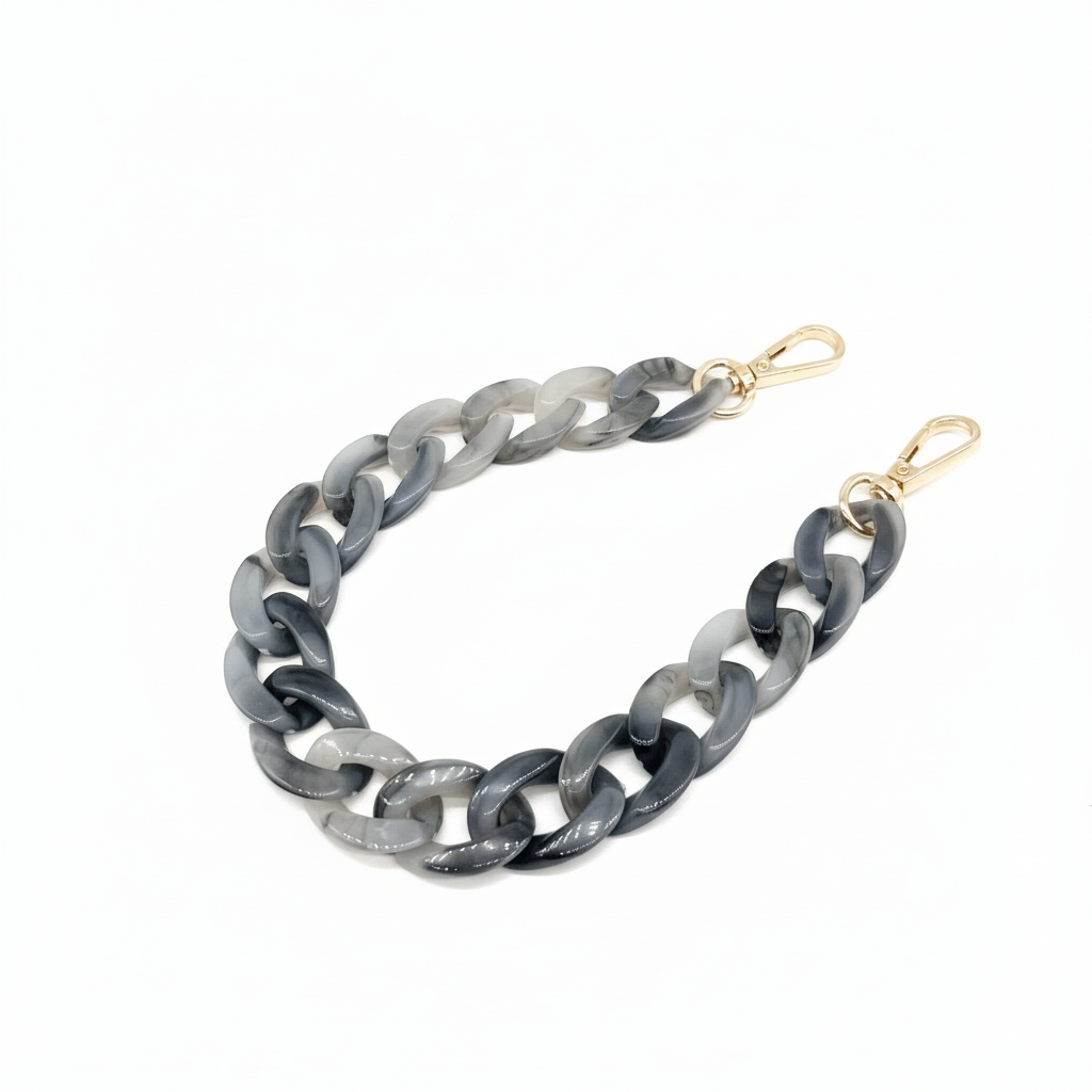 Acrylic Bag Chain- Gray & Black- 60 cm - Sara Crochet