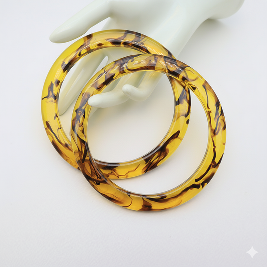 1 Pair Resin Circle Bags Handles- Amber